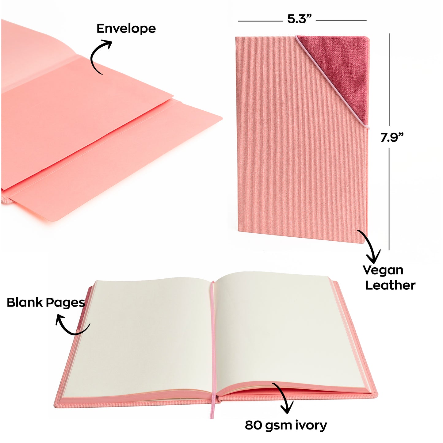 Macaw Blossom Pink Journal with Elastic Ribbon