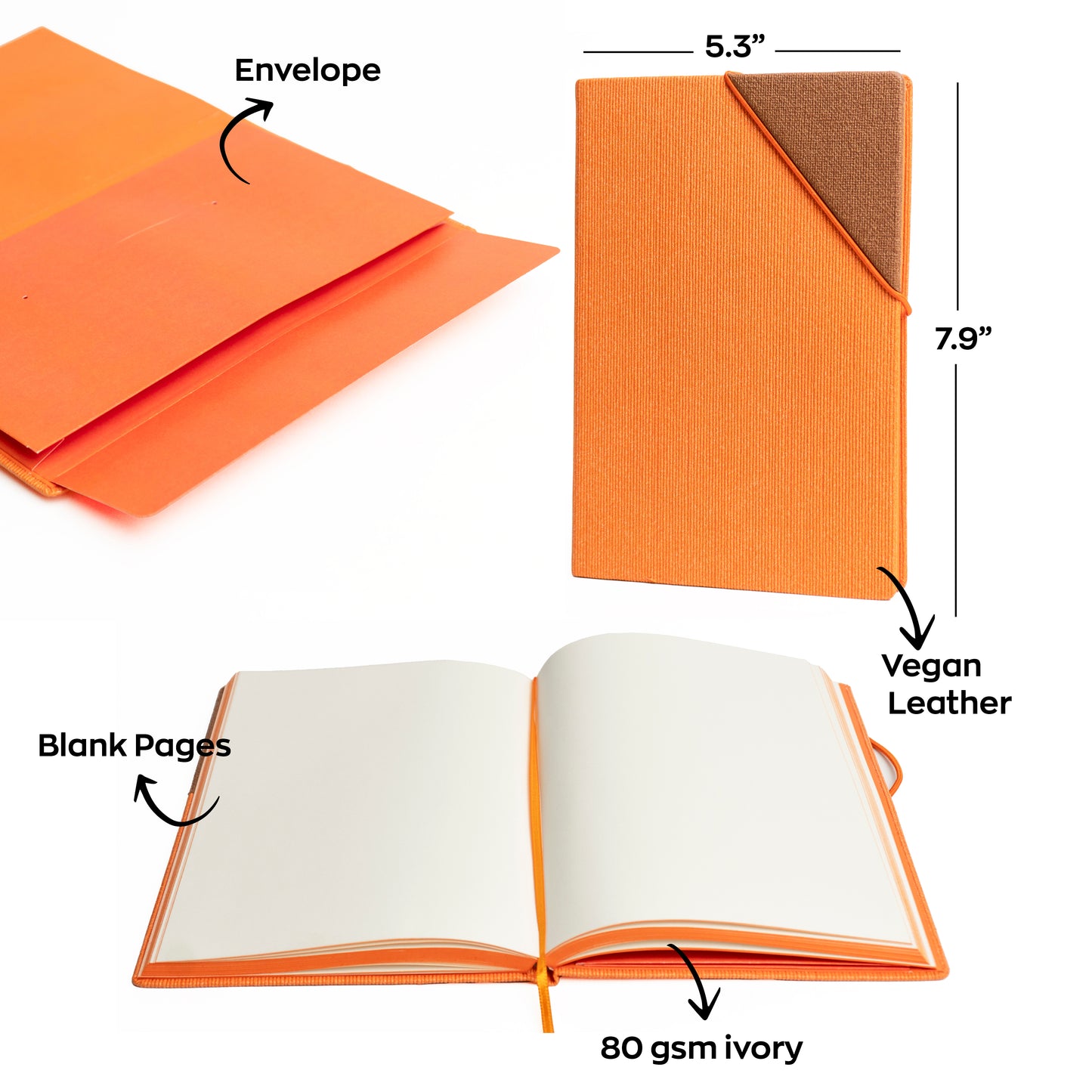 Macaw Autumn Orange Journal with Elastic Ribbon