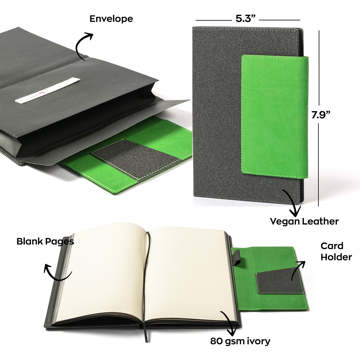 Kea Spring Green Hard Cover Journal with Magnetic Flap