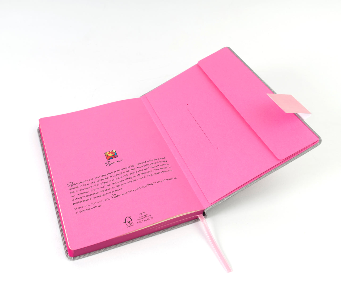 Rosella Blossom Pink Hard Cover Journal with Elastic Ribbon