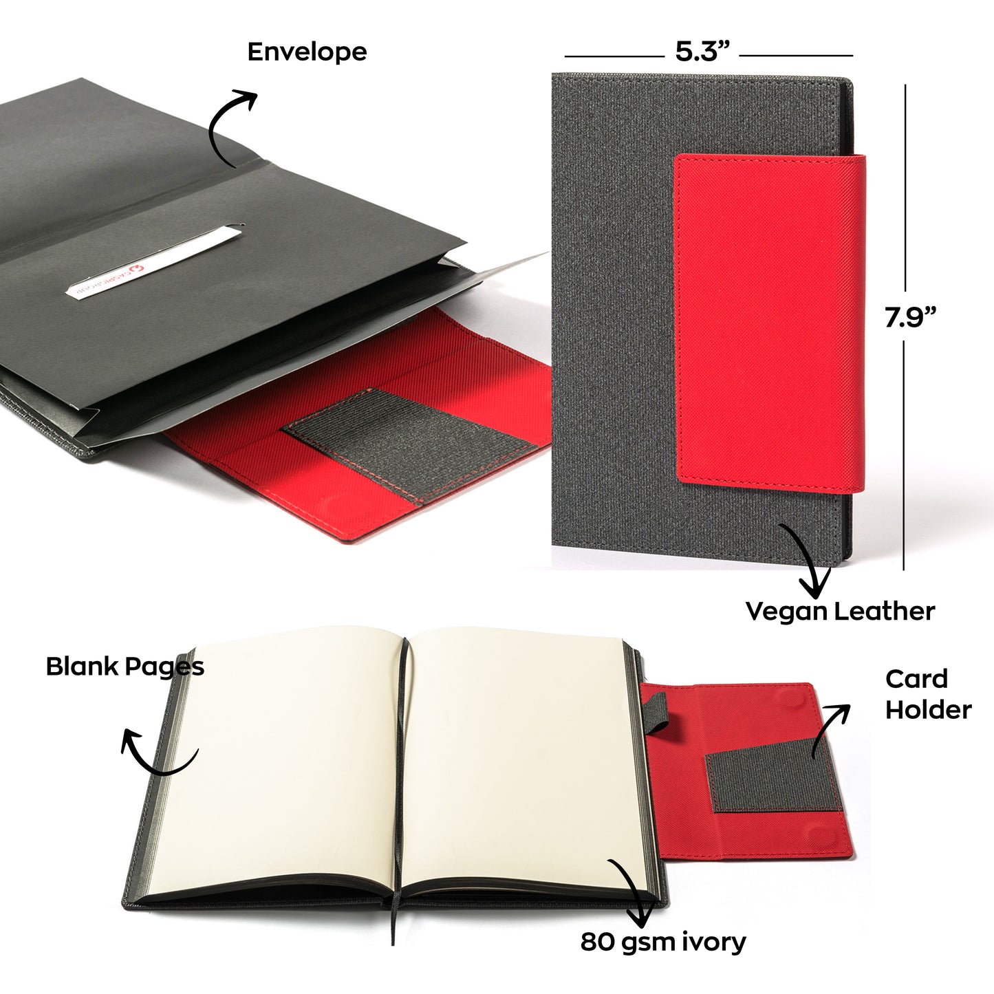 Kea Vibrant Red Hard Cover Journal with Magnetic Flap