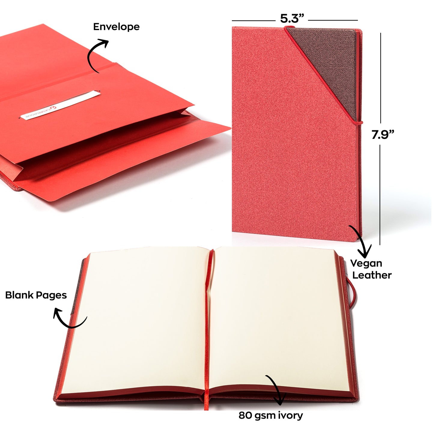 Macaw Vibrant Red Journal with Elastic Ribbon