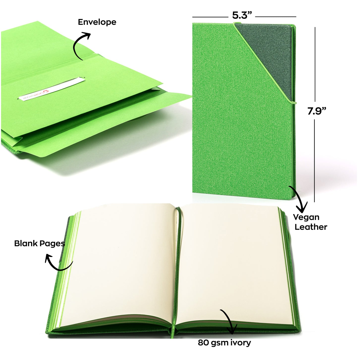 Macaw Spring Green Journal with Elastic Ribbon