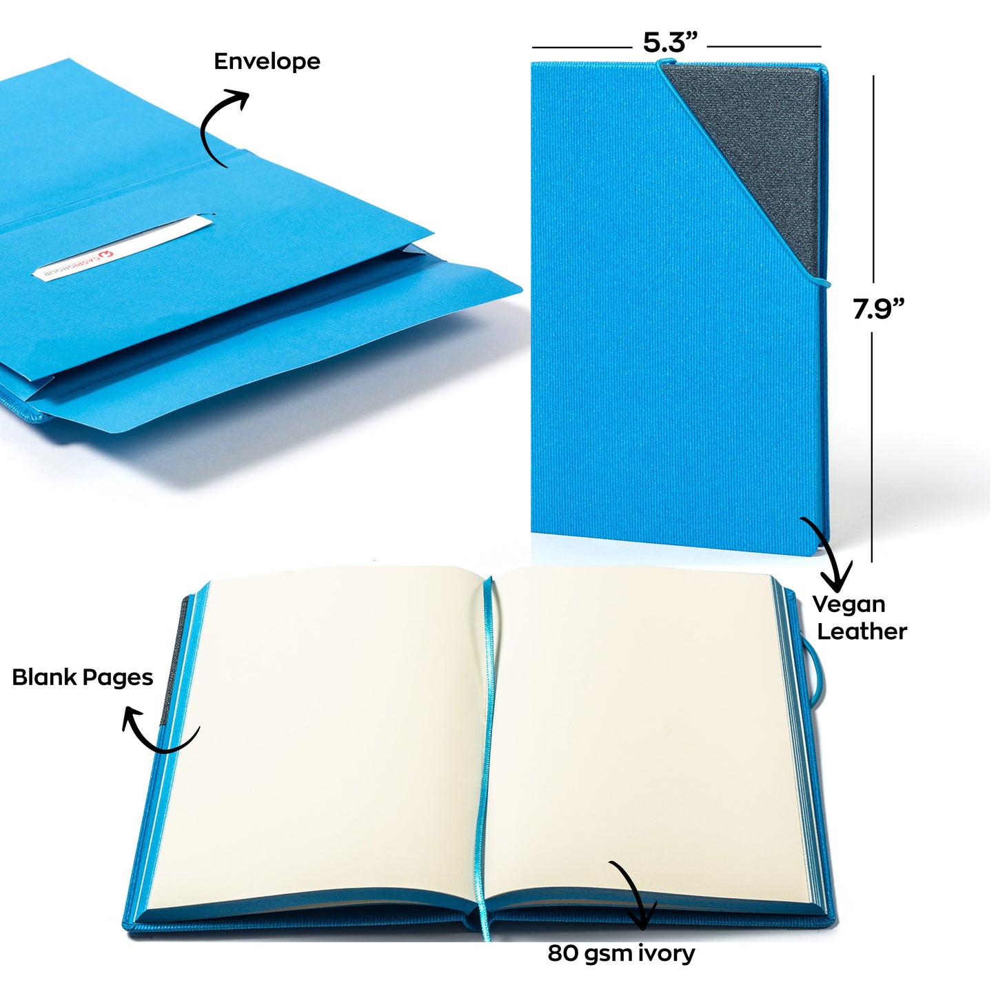 Macaw Winter Blue Journal with Elastic Ribbon